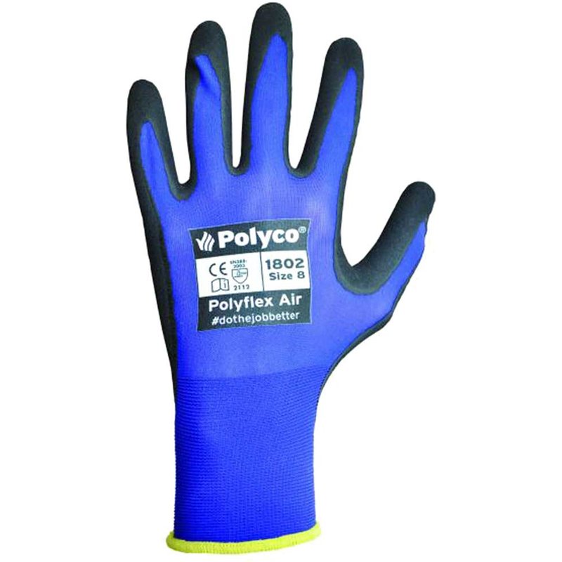 Polyco Polyflex Ultra Lightweight Air Gloves Black / Blue L