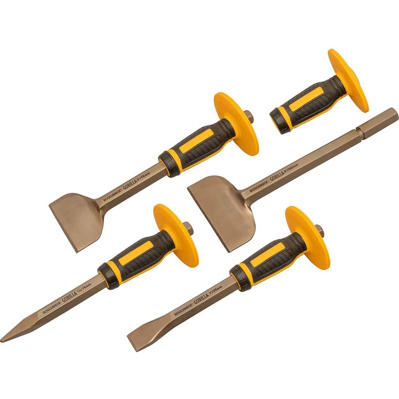 Roughneck GORILLA® Bolster & Chisel Set with Non-Slip Guards, 4 Piece 31-934