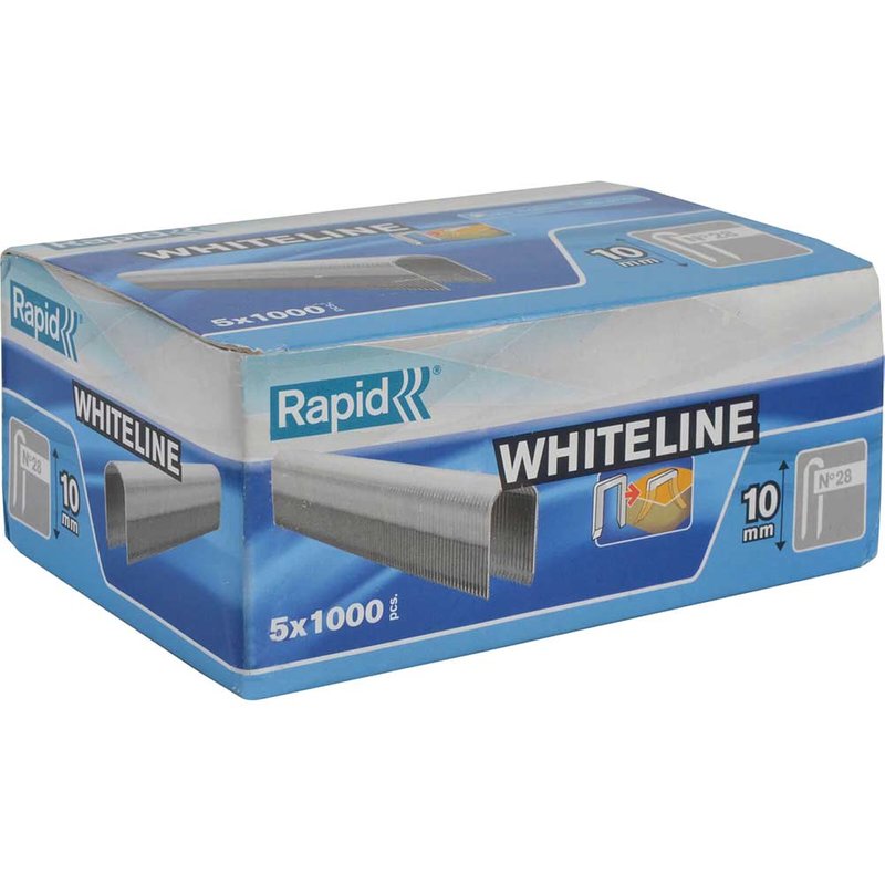 Rapid 28/10 10mm DP x 5m White Staples (Box 1000 x 5) 11893511