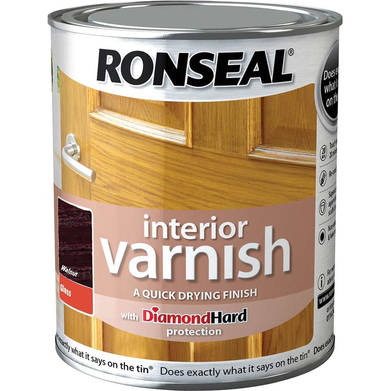 Ronseal Interior Varnish Quick Dry Gloss Walnut 750ml 36853