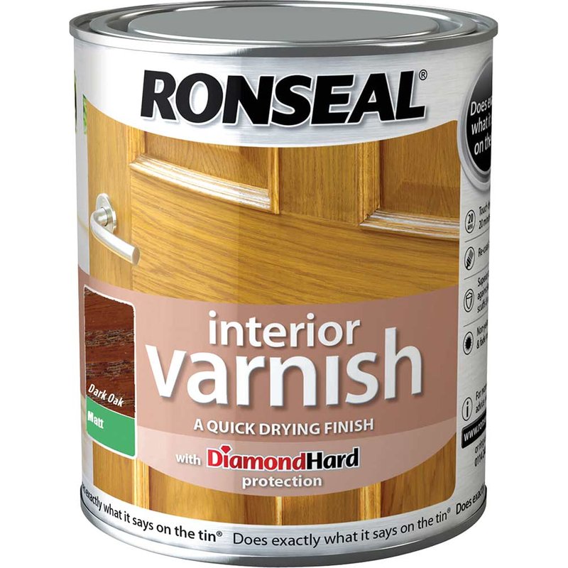 Ronseal Interior Varnish Quick Dry Matt Dark Oak 250ml 36857