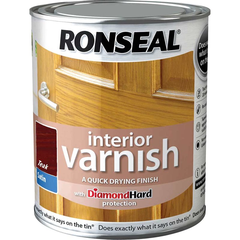 Ronseal Interior Satin Quick Dry Varnish Teak 250ml