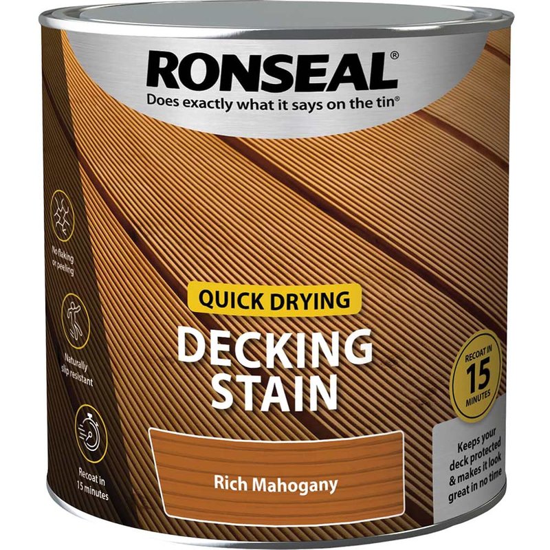 Ronseal Quick Drying Decking Stain Rich Mahogany 2.5 litre 39076