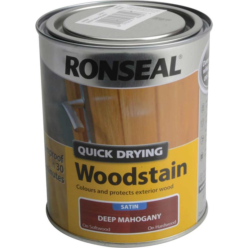 Ronseal Woodstain Quick Dry Satin Deep Mahogany 750ml 30609