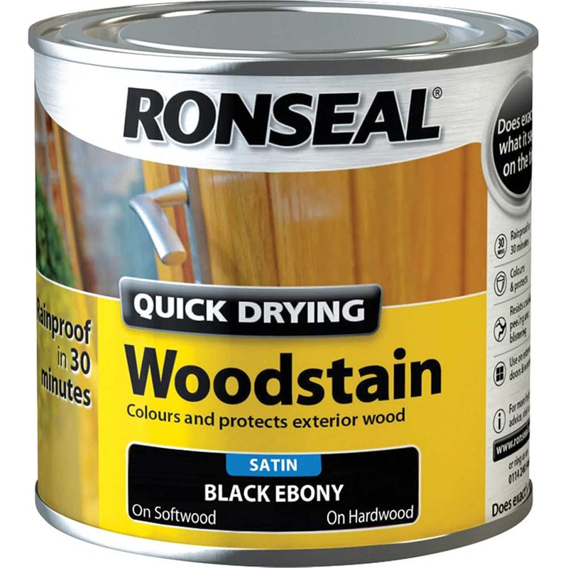 Ronseal Woodstain Quick Dry Satin Black Ebony 250ml 36951