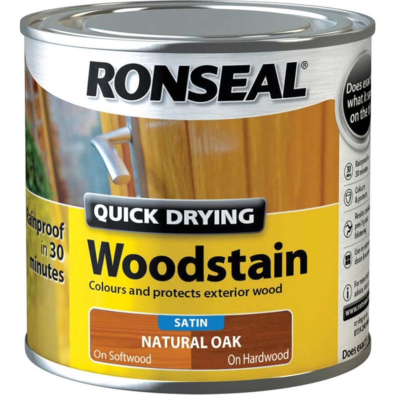 Ronseal Woodstain Quick Dry Satin Natural Oak 250ml 36945