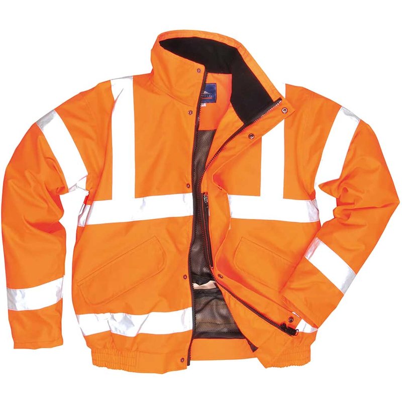 Oxford Weave 300D Class 3 Breathable Hi Vis Bomber Jacket Orange XL