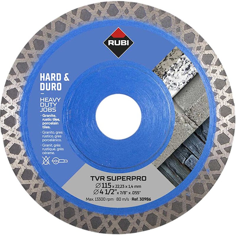 RUBI TILING TOOLS TVR115 TVR SUPERPRO Diamond Blade 115mm 30986