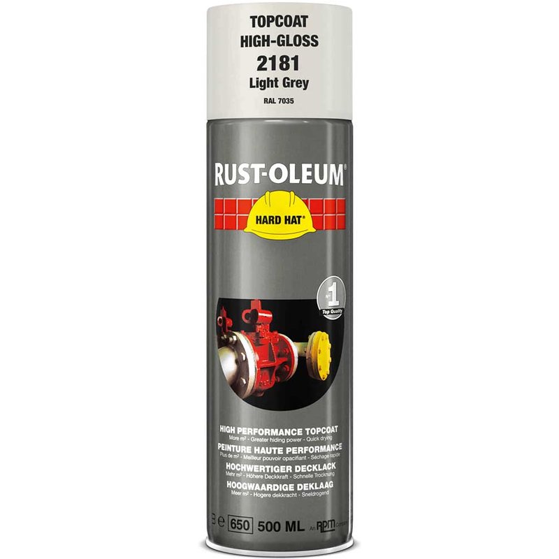 Rust Oleum Hard Hat Metal Spray Paint Light Grey 500ml