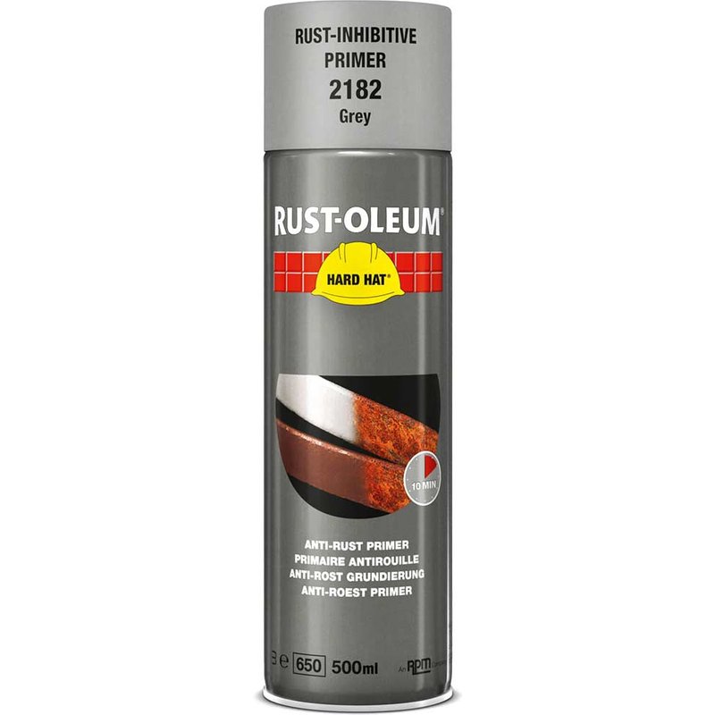 Rust Oleum Hard Hat Metal Primer Spray Paint Grey 500ml