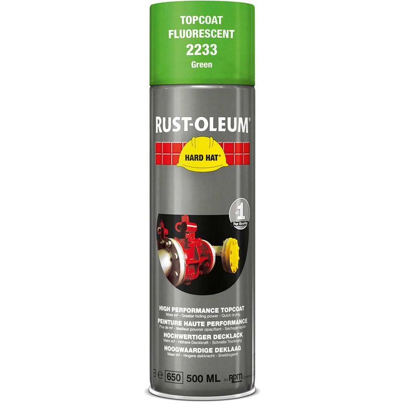 Rust Oleum Hard Hat Fluorescent Spray Paint Green 500ml