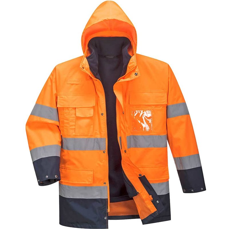 Portwest Lite 3 in 1 Hi Vis Jacket and Detachable Fleece Orange / Navy L