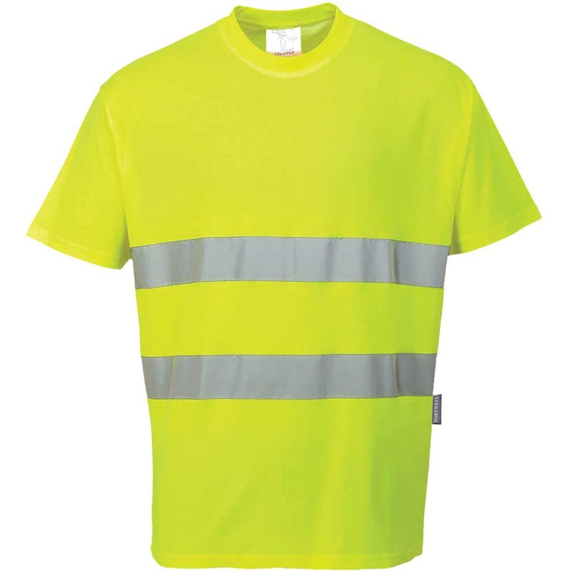 Portwest Hi Vis Cotton Comfort Short Sleeve T Shirt Yellow XS