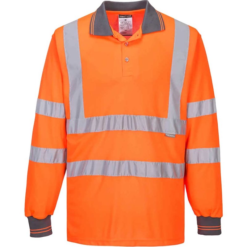 Portwest Hi Vis Polo Long Sleeve Shirt Orange 5XL