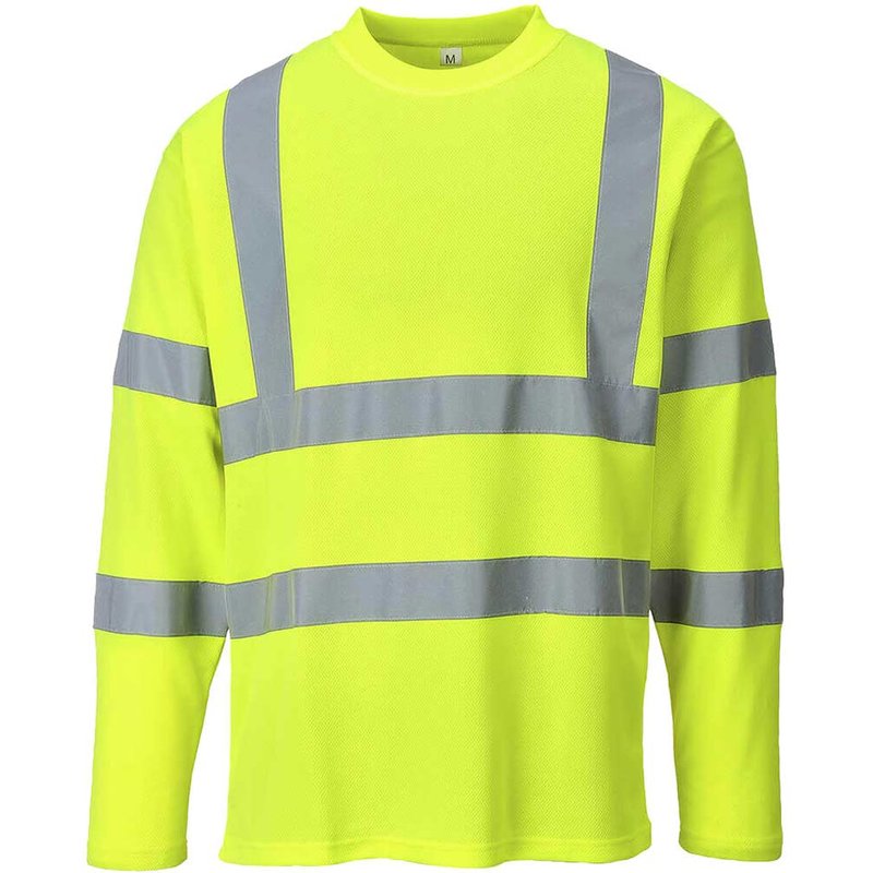 Portwest Mens Hi Vis Cotton Comfort Long Sleeve T Shirt Yellow 3XL