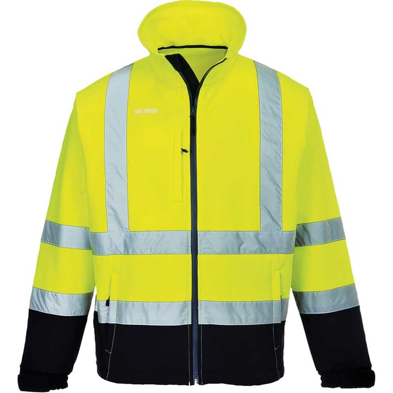 Portwest Fleece Lined Class 3 Hi Vis Jacket Yellow / Navy 5XL