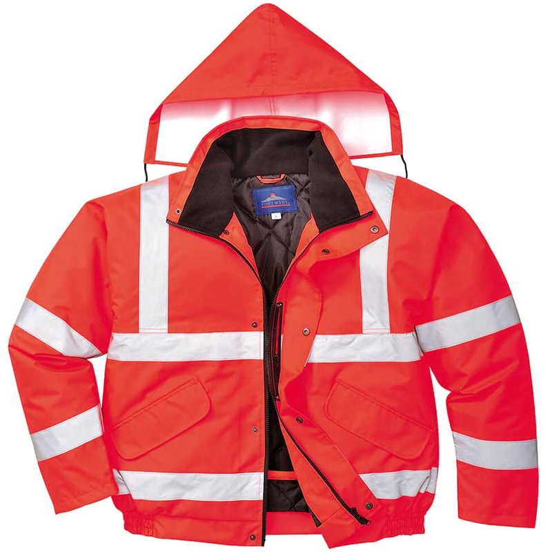 Oxford Weave 300D Class 3 Hi Vis Bomber Jacket Red L