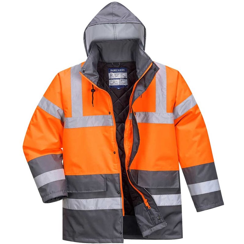 Oxford Weave 300D Class 3 Hi Vis Two Tone Traffic Jacket Orange / Grey 3XL
