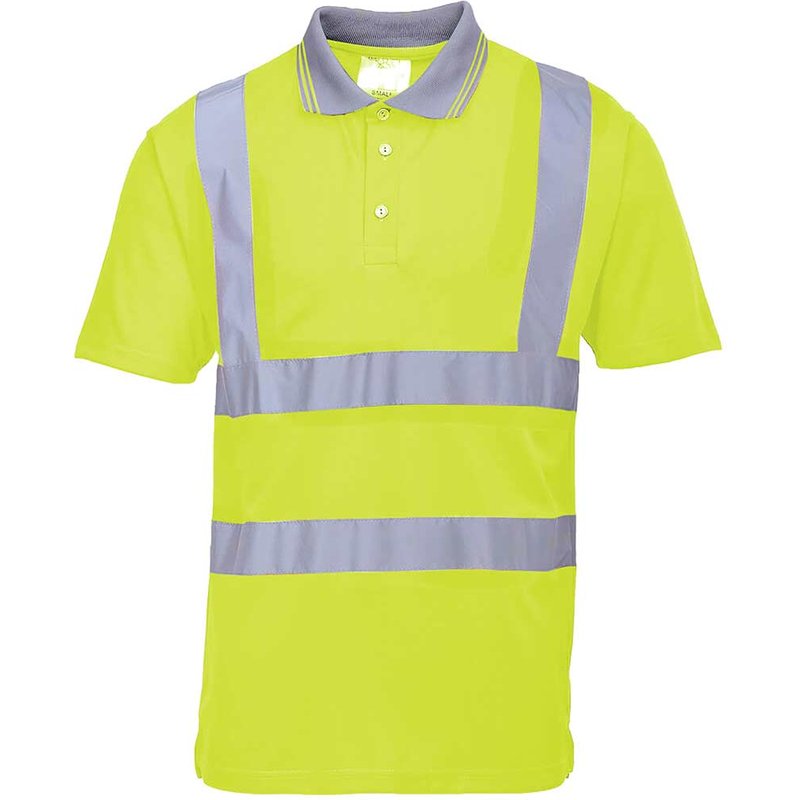 Portwest Mens Hi Vis Polo Short Sleeve Shirt Yellow L