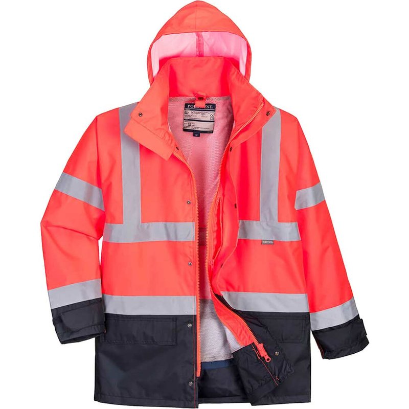Oxford Weave 300D Class 3 Hi Vis 5-in1 Executive Jacket Red / Navy S