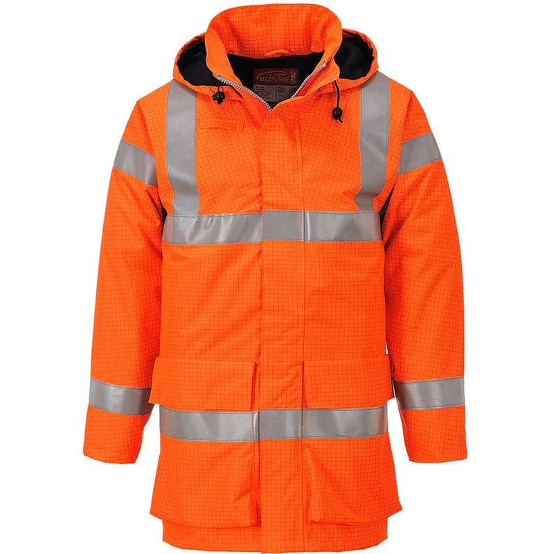 BizFlame Hi Vis Flame Resistant Rain Multi Lite Jacket Orange M