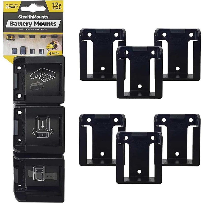 Stealth Mounts 6 Pack Battery Mounts for Makita 12V CXT Batteries Black