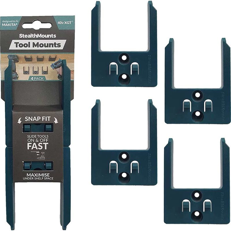 Stealth Mounts 4 Pack Tool Mounts for Makita 40V XGT Tools Blue