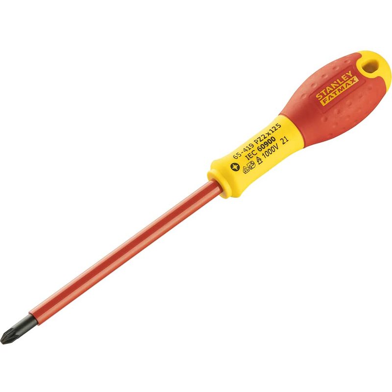 STANLEY® Hand Tools FatMax® VDE Insulated Screwdriver Pozidriv Tip PZ2 x 125mm 0-65-419