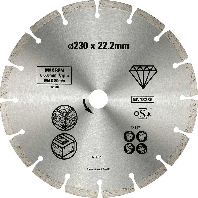 Stanley FatMax Diamond Cutting Disc for Concrete and Brick 230mm