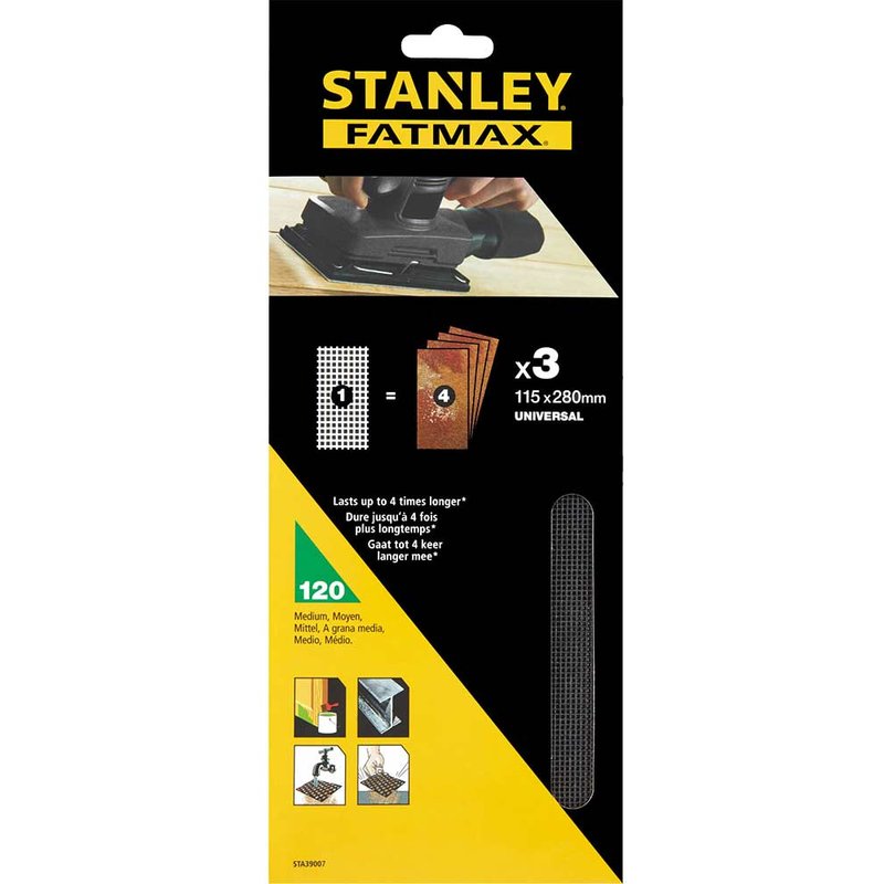 Stanley FatMax Mesh 1/2 Sanding Sheets 115mm x 280mm 120g Pack of 3