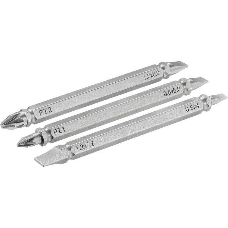 Stanley 3 Piece Pozi and Slotted Double Ended Screwdriver Bit Set