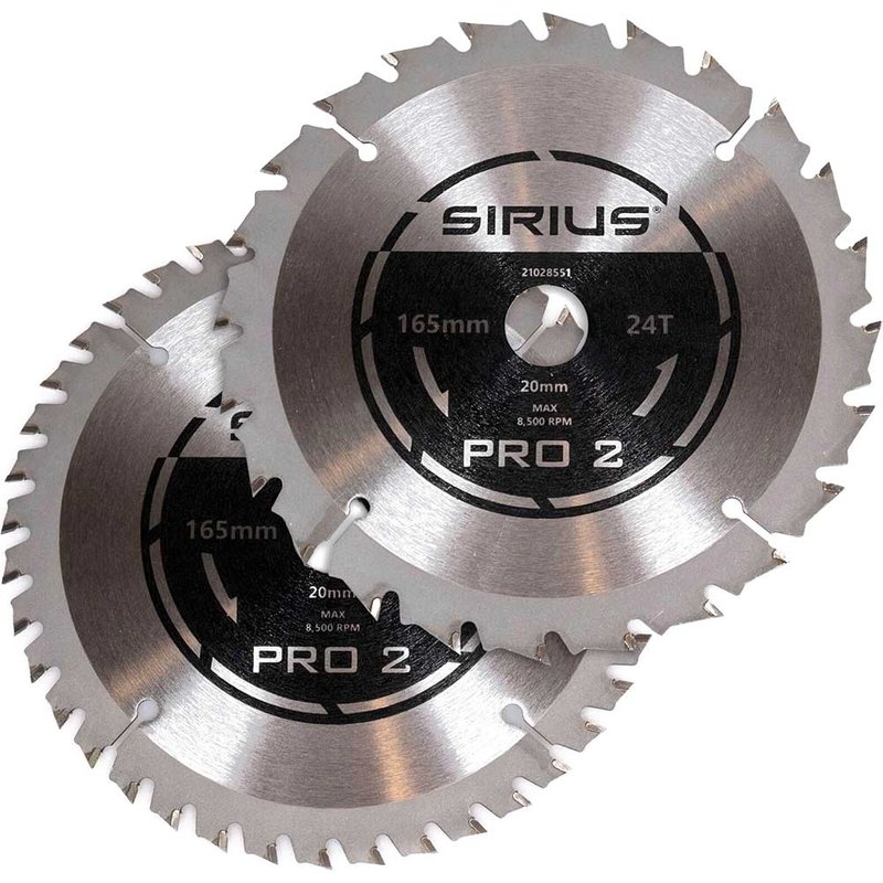 Sirius PRO2 2 Piece 165mm Cordless Circular Saw Blade Kit 165mm Assorted Teeth 20mm