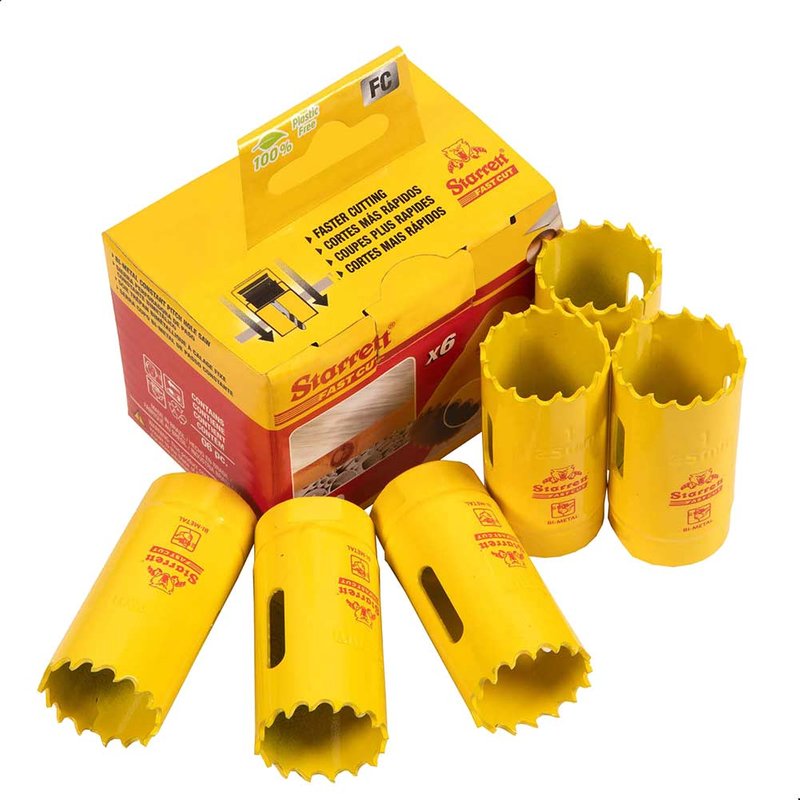 Starrett FCH0100-6 Fast Cut Bi-Metal Holesaw 25mm Bulk Pack of 6 FCH0100-6
