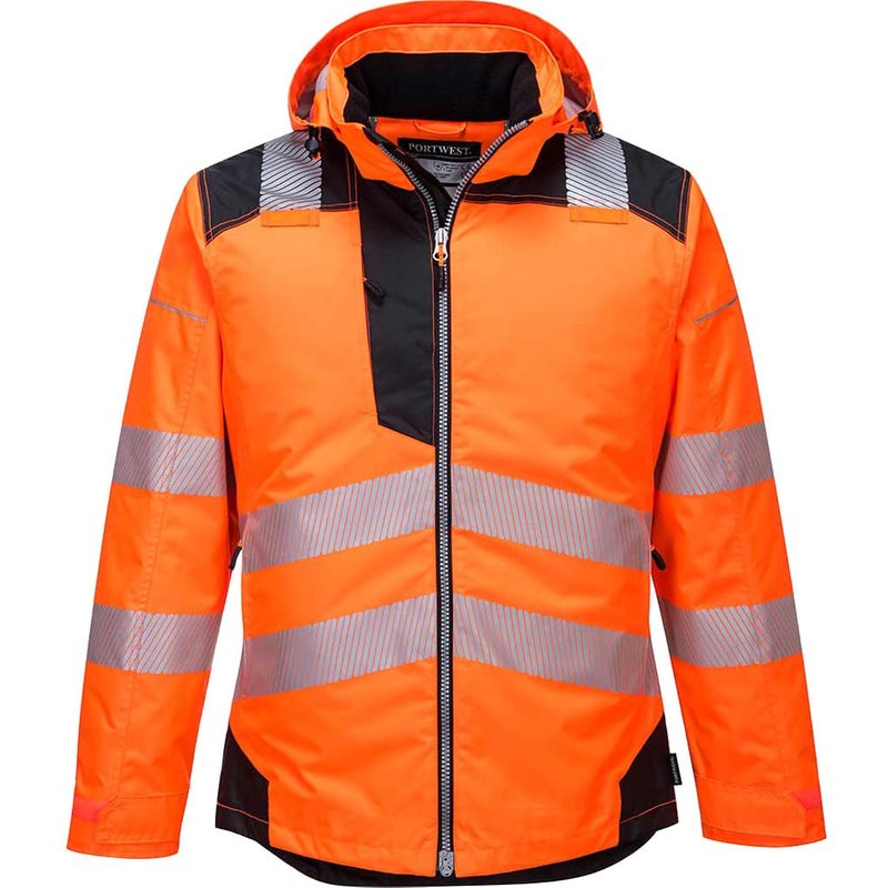 Portwest PW3 Hi Vis Winter Rain Jacket Orange / Black S