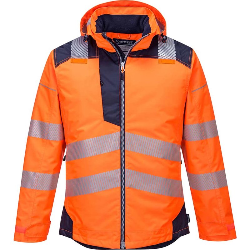Portwest PW3 Hi Vis Winter Rain Jacket Orange / Navy L