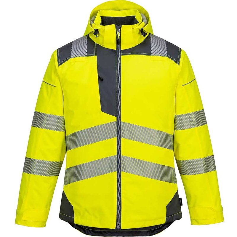 Portwest PW3 Hi Vis Winter Rain Jacket Yellow / Grey M