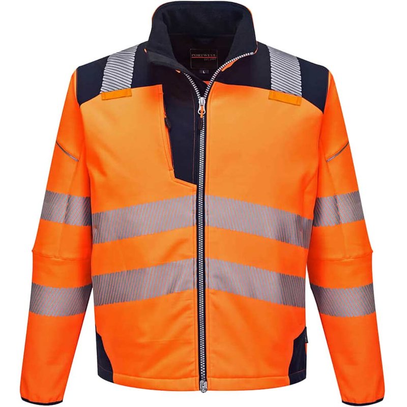 Portwest PW3 Hi Vis Soft Shell Winter Rain Jacket Orange / Navy 3XL