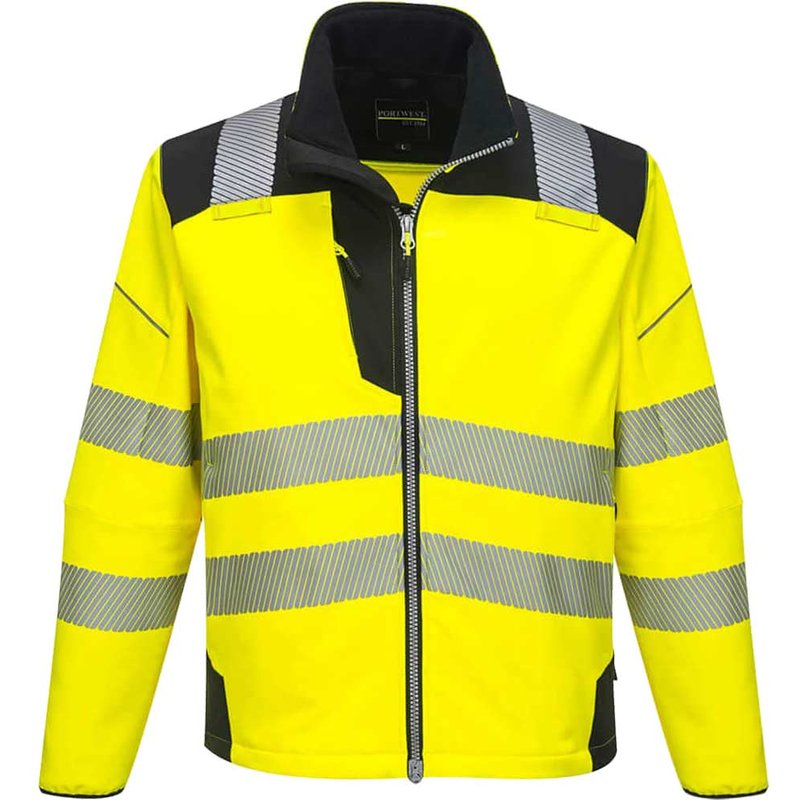Portwest PW3 Hi Vis Soft Shell Winter Rain Jacket Yellow / Black M