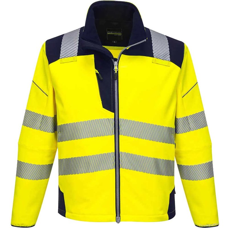 Portwest PW3 Hi Vis Soft Shell Winter Rain Jacket Yellow / Navy 4XL