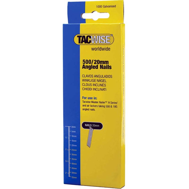 Tacwise 500 18 Gauge 20mm Angled Galvanised Nails (Pack 1000) 0479