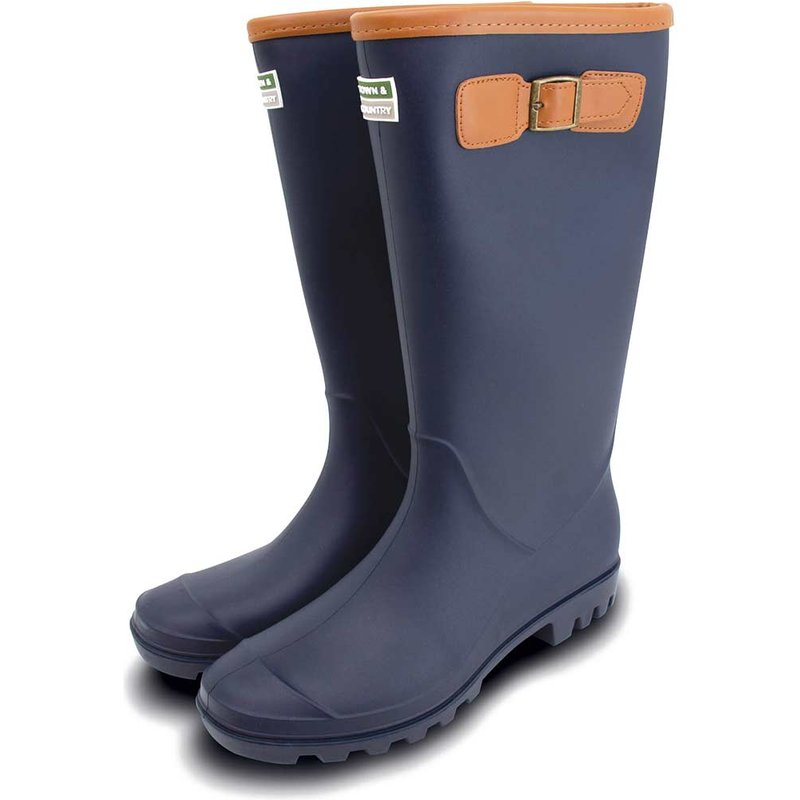 Town and Country Burford Fleece Lined Wellington Boots Navy Size 4