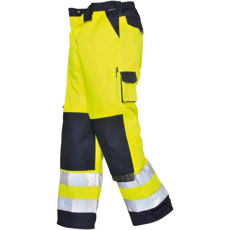 Portwest Lyon Hi Vis Work Trousers Yellow / Navy M 32"