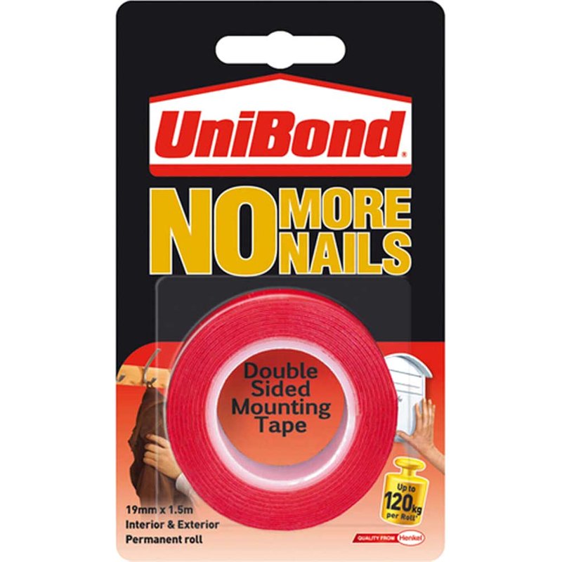 Unibond No More Nails Ultra Strong Double Sided Mounting Tape Permanent 19mm x 1.5m (Roll) - 2675760