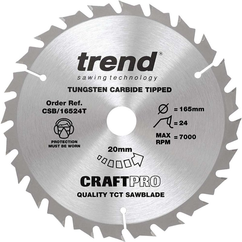 Trend CRAFTPRO Wood Cutting Cordless Saw Blade 165mm 24T 20mm
