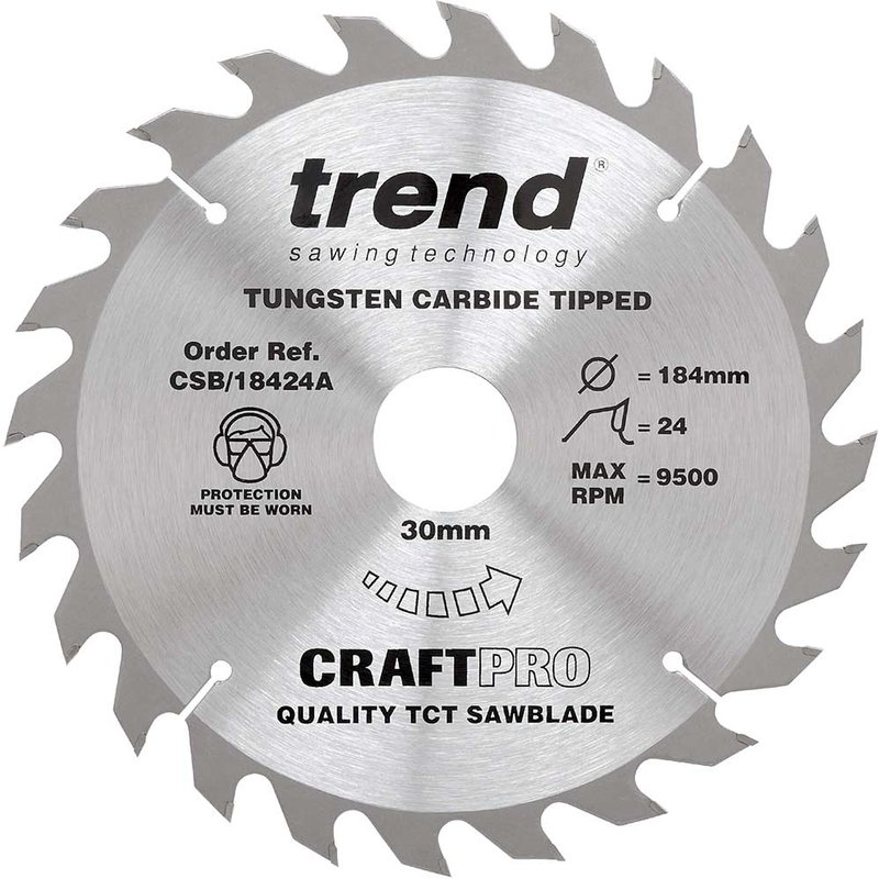 Trend CRAFTPRO Wood Cutting Saw Blade 184mm 24T 30mm
