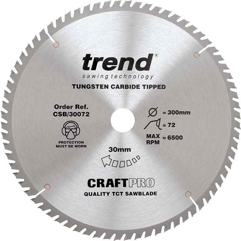 Trend CRAFTPRO Wood Cutting Saw Blade 300mm 72T 30mm