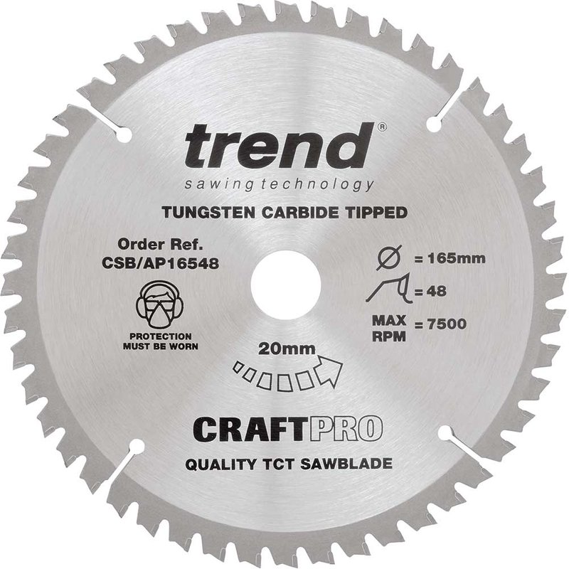 Trend CRAFTPRO Aluminium and Plastic Cutting Saw Blade 165mm 48T 20mm