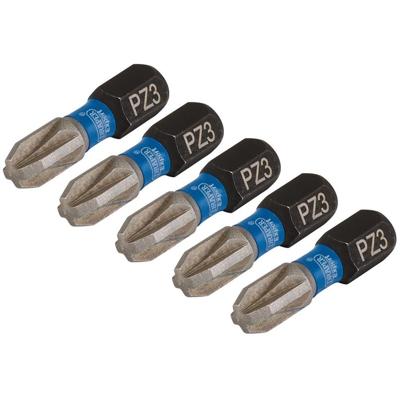 Draper Expert Impact Pozi Screwdriver Bits PZ3 25mm Pack of 5