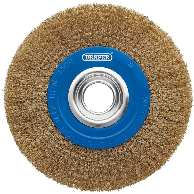 Draper Brassed Steel Bench Grinder Wire Wheel Brush 200mm 25mm 31.75mm