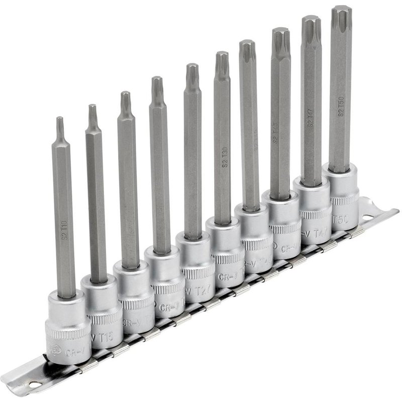 Draper 10 Piece 3/8" Drive Long Torx Socket Bit Set 3/8" 100mm